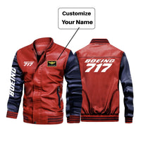 Thumbnail for Boeing 717 & Text Designed Stylish Leather Bomber Jackets