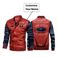 Thumbnail for Your Captain Is Speaking Designed Stylish Leather Bomber Jackets