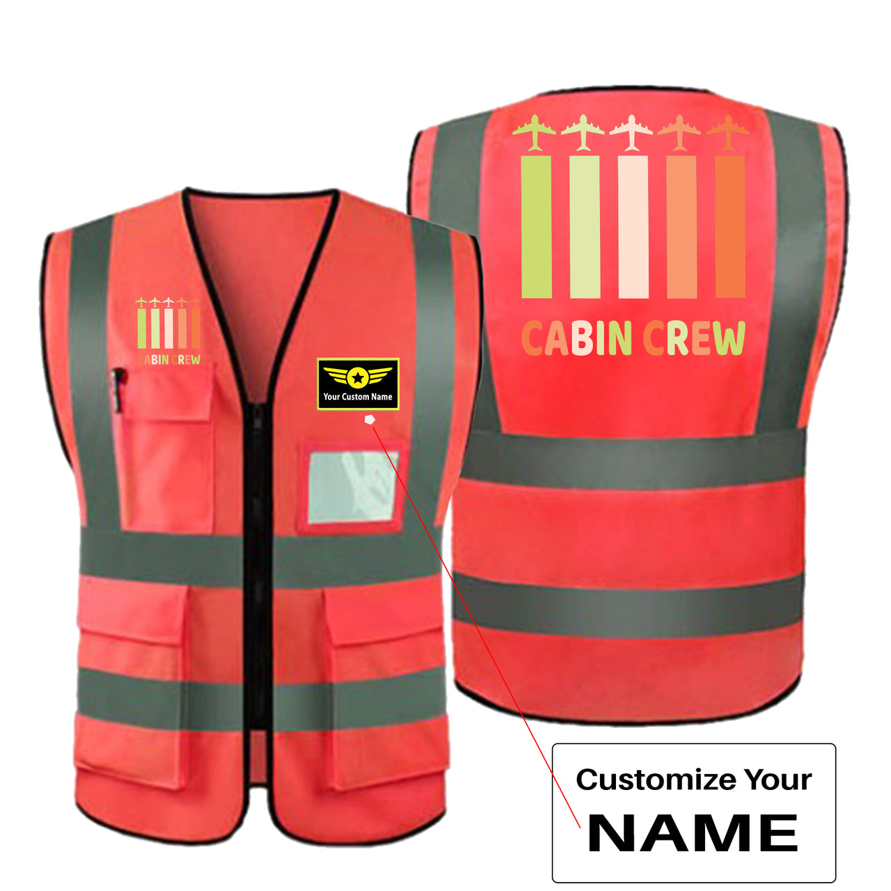 Colourful Cabin Crew Designed Reflective Vests