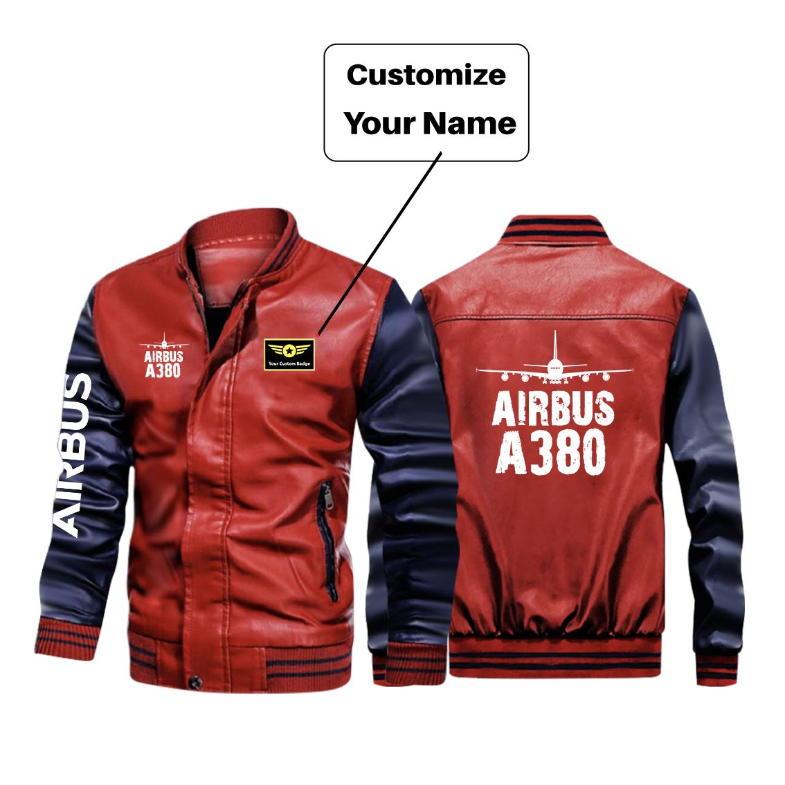 Airbus A380 & Plane Designed Stylish Leather Bomber Jackets