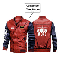 Thumbnail for Airbus A340 & Plane Designed Stylish Leather Bomber Jackets