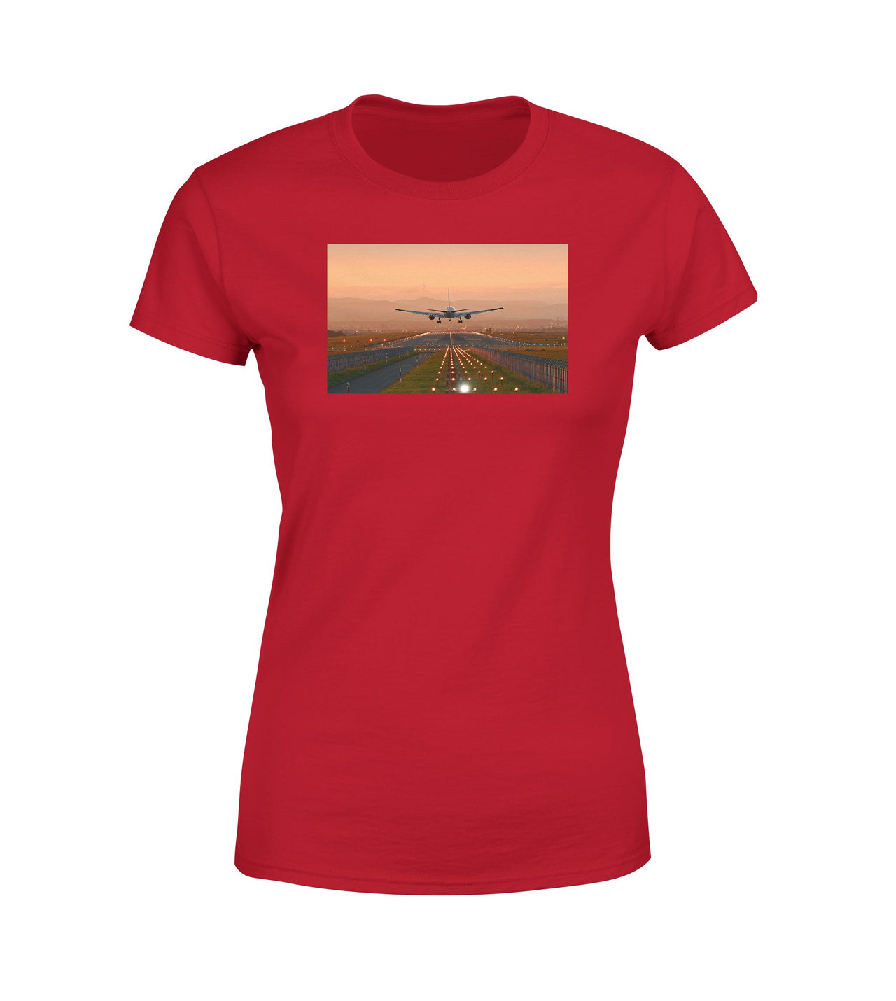 Super Cool Landing During Sunset Designed Women T-Shirts