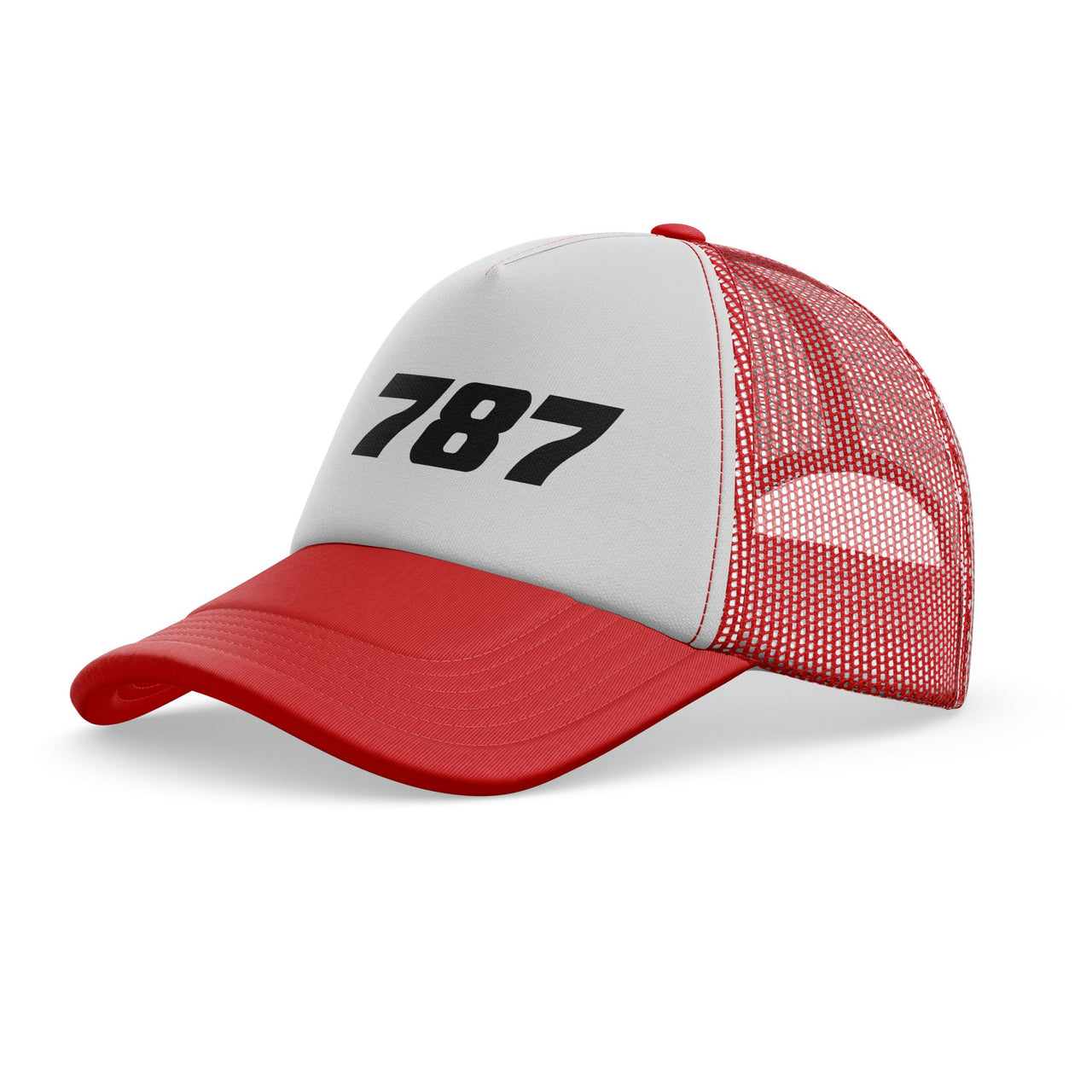 787 Flat Text Designed Trucker Caps & Hats