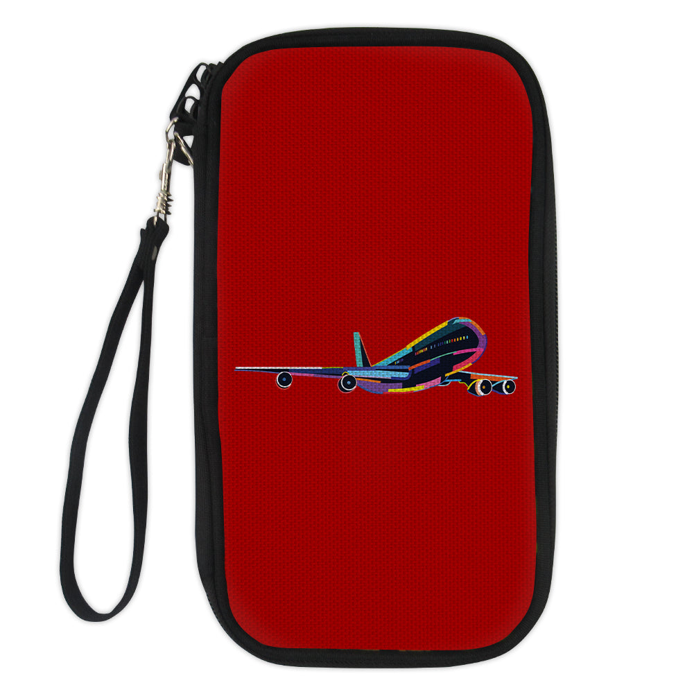 Multicolor Airplane Designed Travel Cases & Wallets