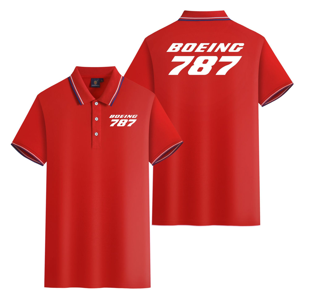 Boeing 787 & Text Designed Stylish Polo T-Shirts (Double-Side)
