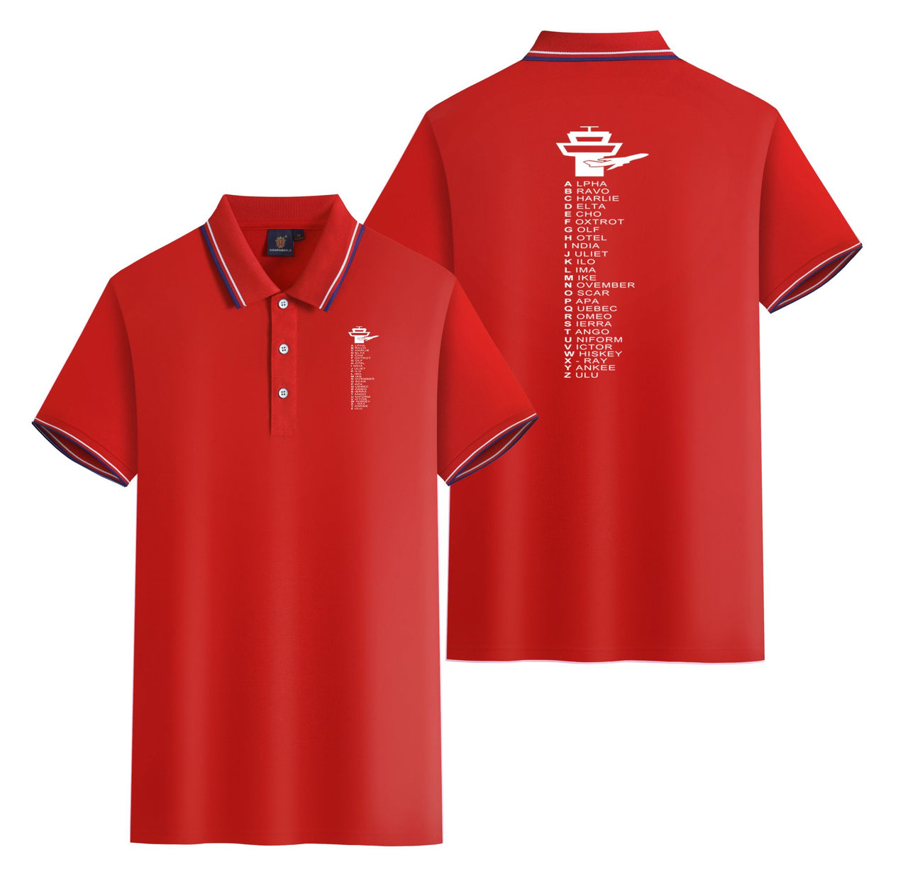 Aviation Alphabet Designed Stylish Polo T-Shirts (Double-Side)