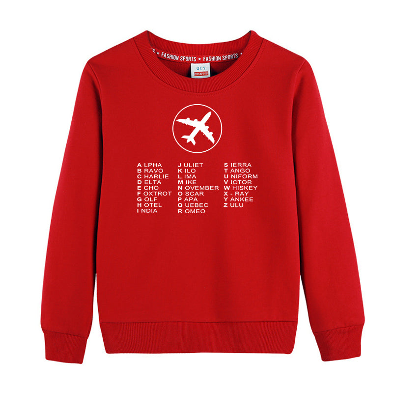 Aviation Alphabet 2 Designed "CHILDREN" Sweatshirts