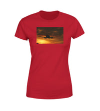 Thumbnail for Beautiful Aircraft Landing at Sunset Designed Women T-Shirts