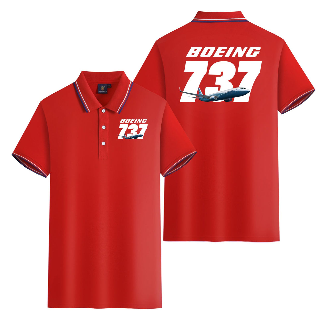 Super Boeing 737+Text Designed Stylish Polo T-Shirts (Double-Side)