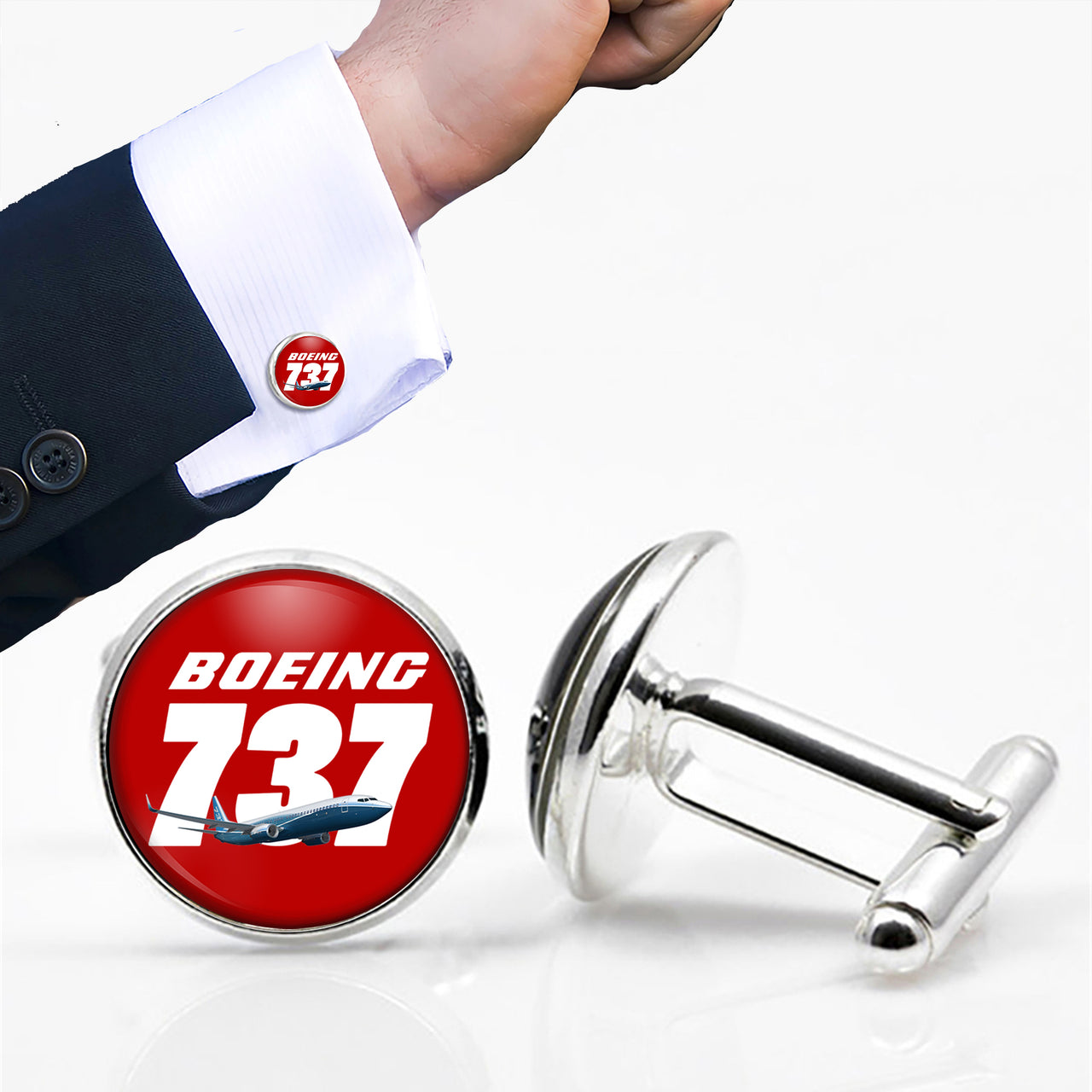 Super Boeing 737+Text Designed Cuff Links