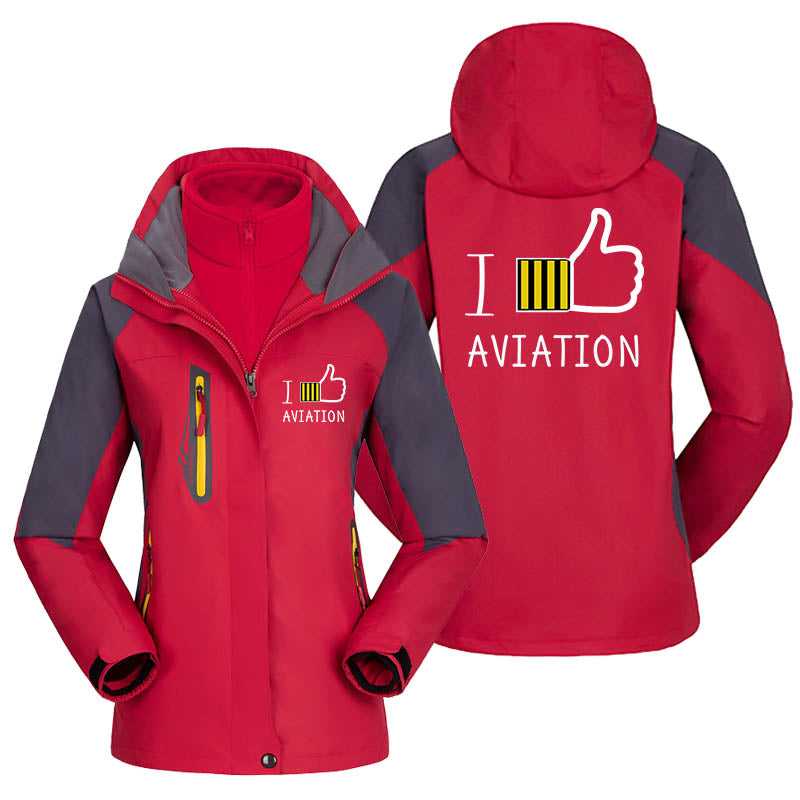I Like Aviation Designed Thick "WOMEN" Skiing Jackets