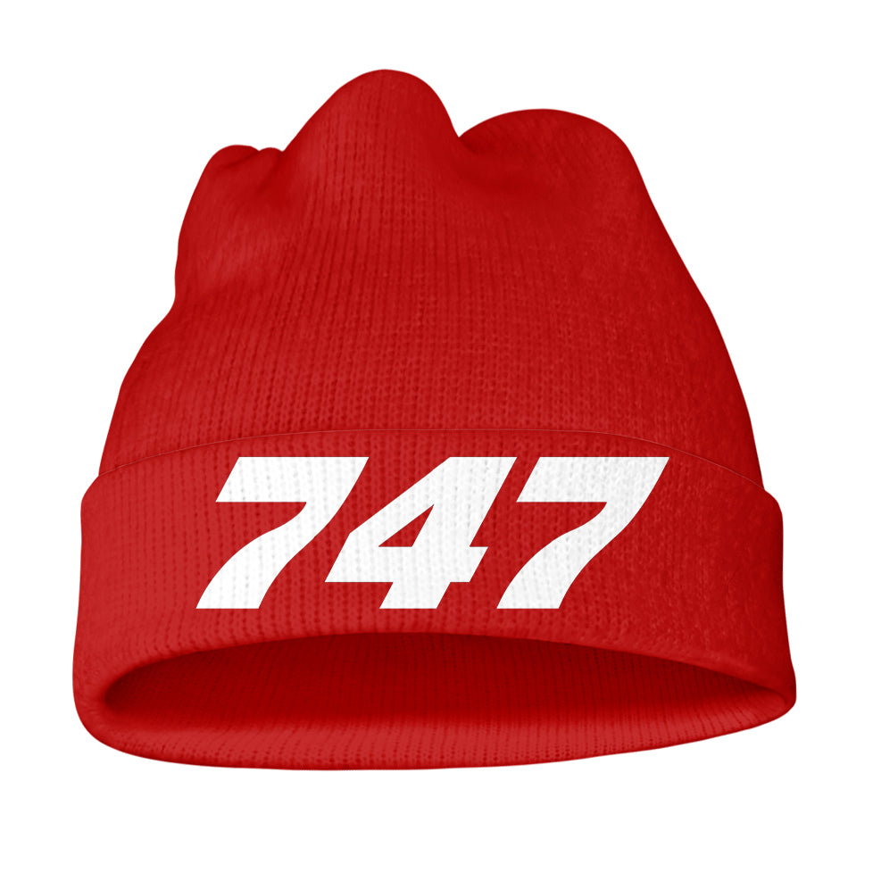 747 Flat Text Knit 3D Beanies