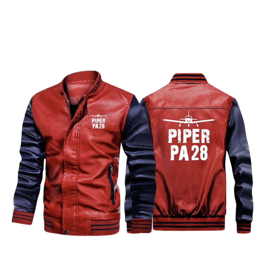 Piper PA28 & Plane Designed Stylish Leather Bomber Jackets