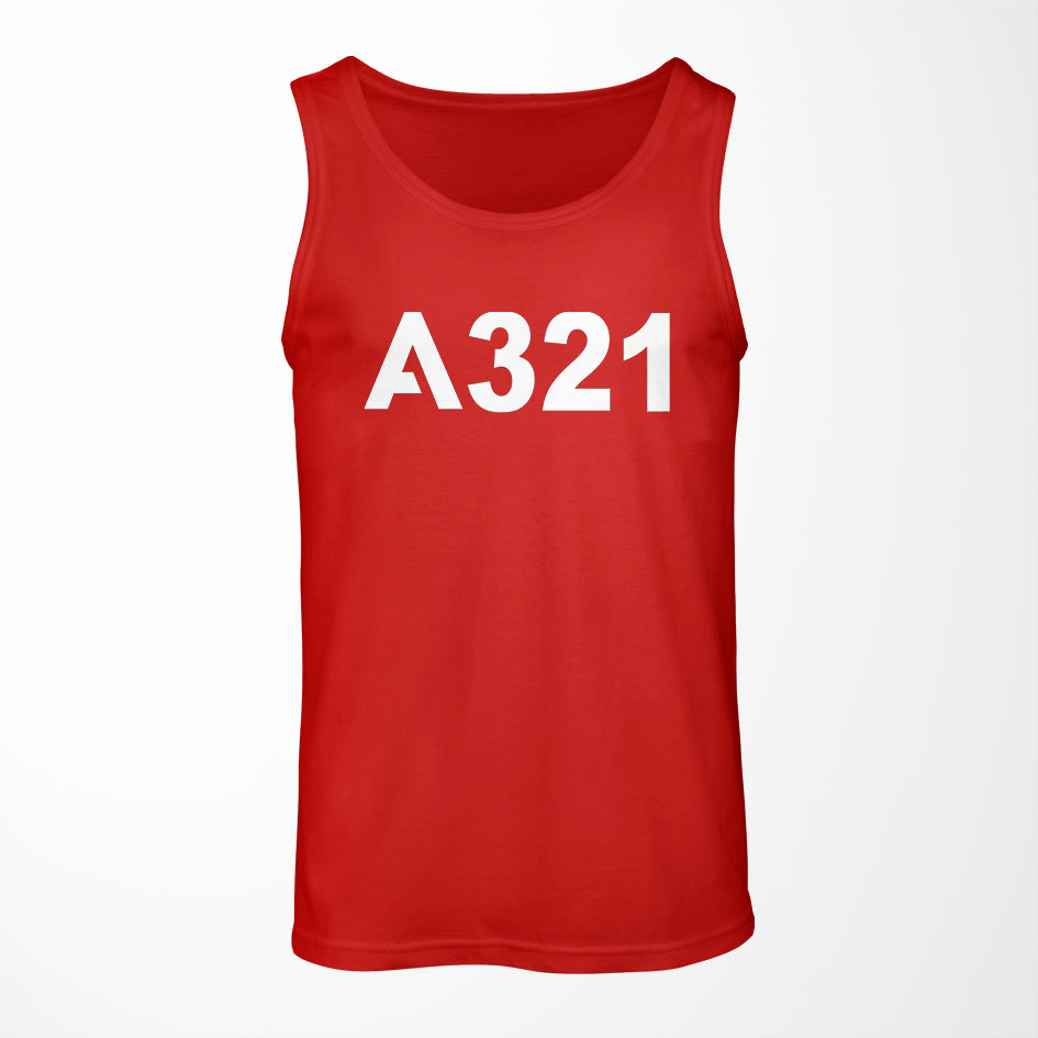 A321 Flat Text Designed Tank Tops