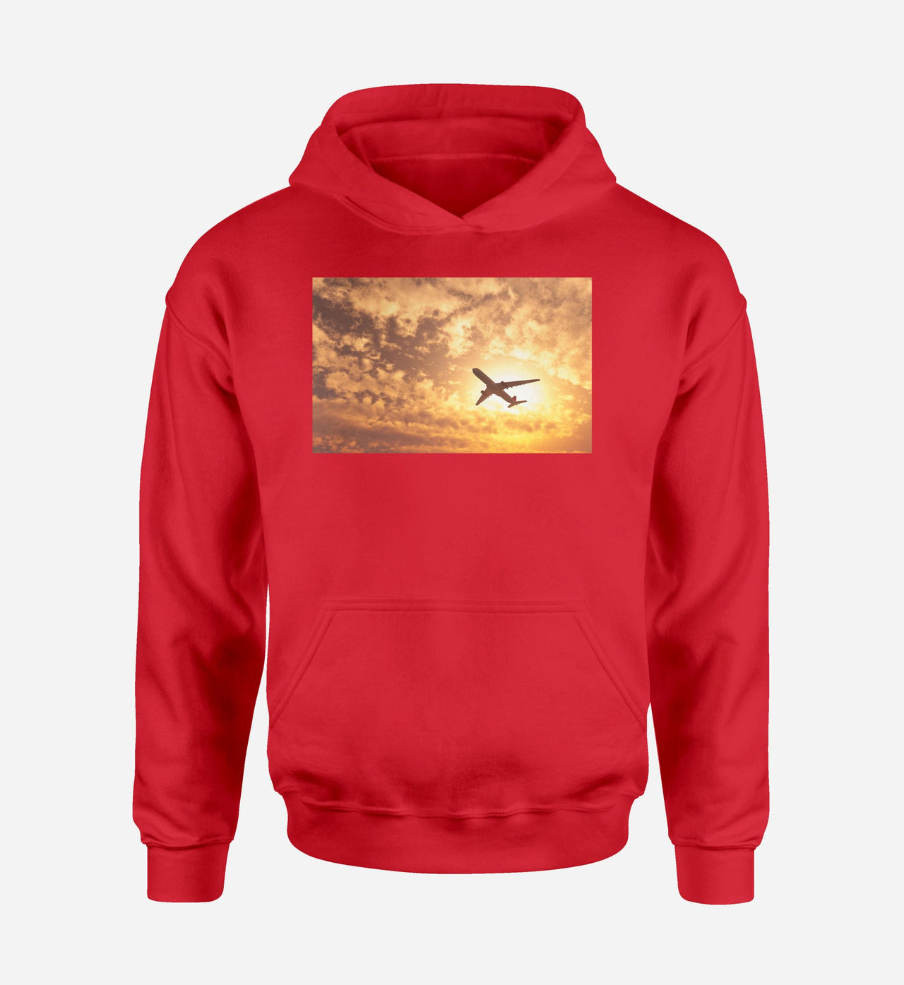 Plane Passing By Designed Hoodies