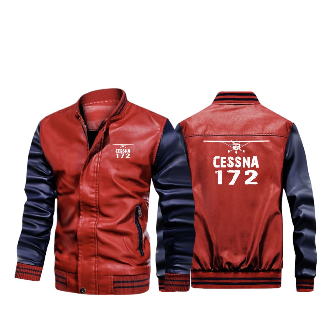 Cessna 172 & Plane Designed Stylish Leather Bomber Jackets