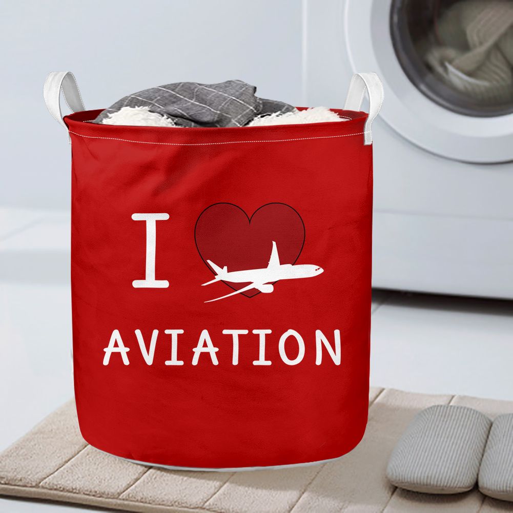 I Love Aviation Designed Laundry Baskets