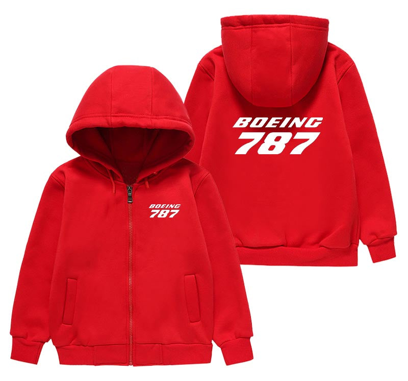 Boeing 787 & Text Designed "CHILDREN" Zipped Hoodies