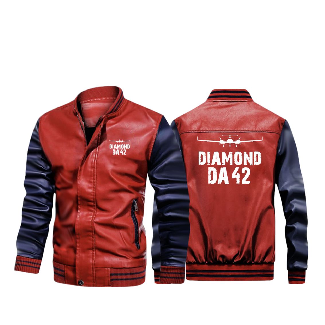 Diamond DA42 & Plane Designed Stylish Leather Bomber Jackets