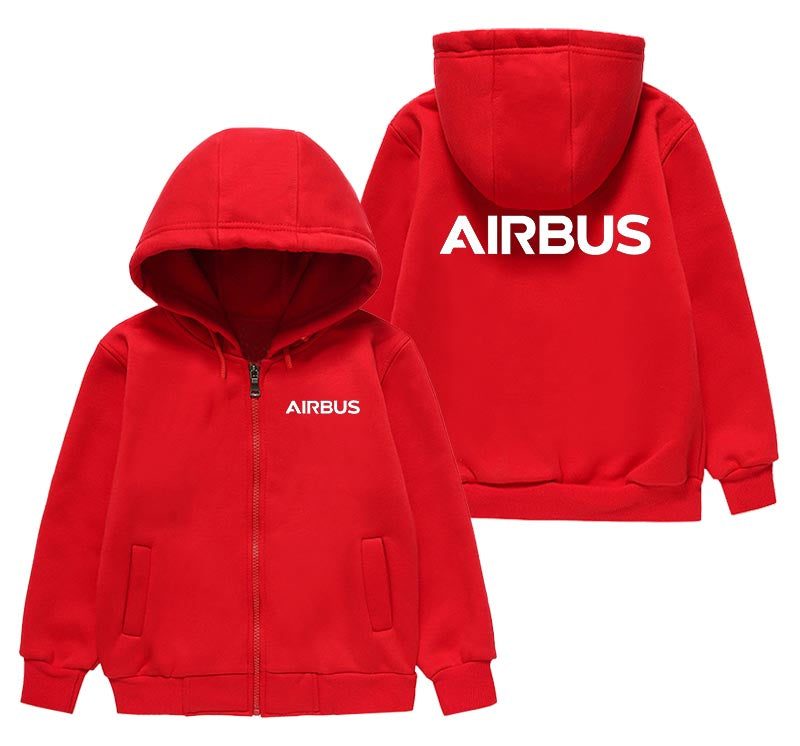 Airbus & Text Designed "CHILDREN" Zipped Hoodies