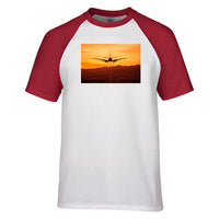 Thumbnail for Landing Aircraft During Sunset Designed Raglan T-Shirts