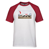 Thumbnail for Swiss Airlines Bombardier CS100 Designed Raglan T-Shirts