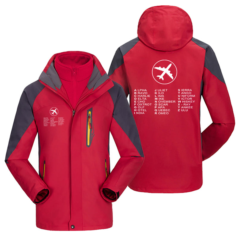 Aviation Alphabet 2 Designed Thick Skiing Jackets