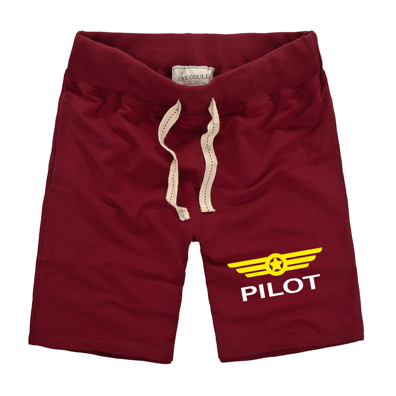 Pilot & Badge Designed Cotton Shorts