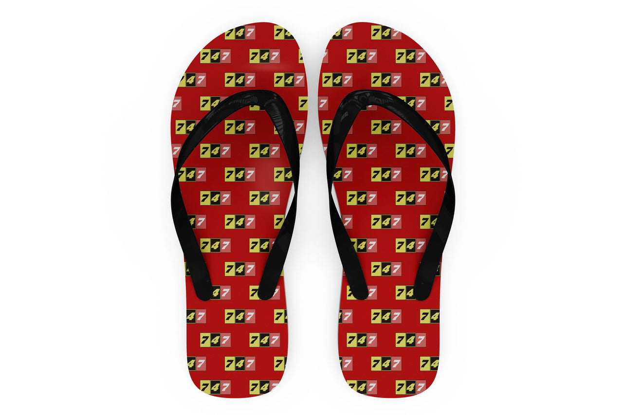 Flat Colourful 747 Designed Slippers (Flip Flops)