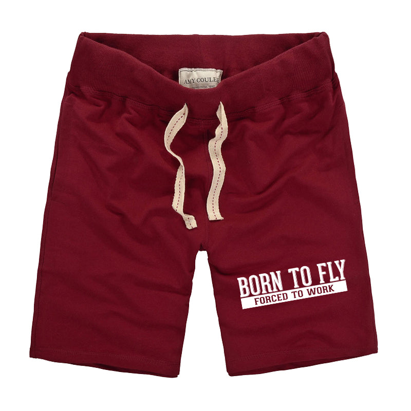 Born To Fly Forced To Work Designed Cotton Shorts