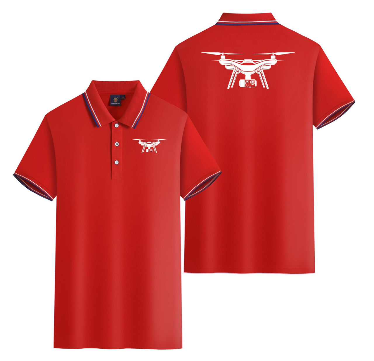 Drone Silhouette Designed Stylish Polo T-Shirts (Double-Side)