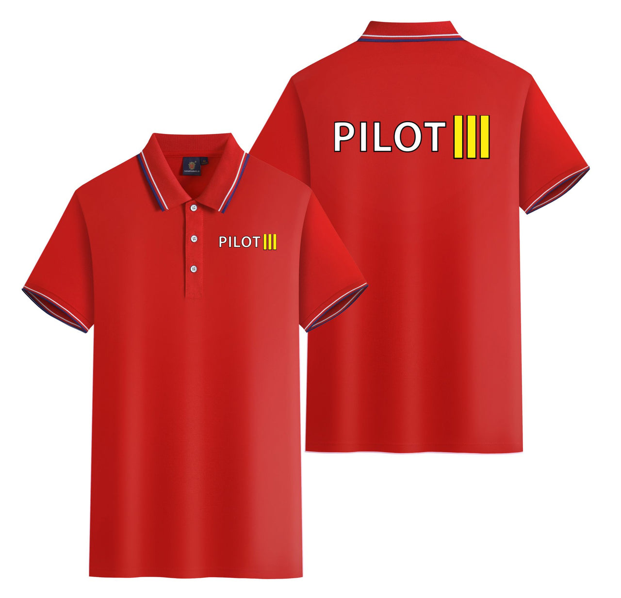 Pilot & Stripes (3 Lines) Designed Stylish Polo T-Shirts (Double-Side)