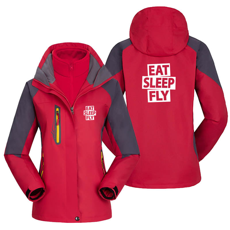 Eat Sleep Fly Designed Thick "WOMEN" Skiing Jackets