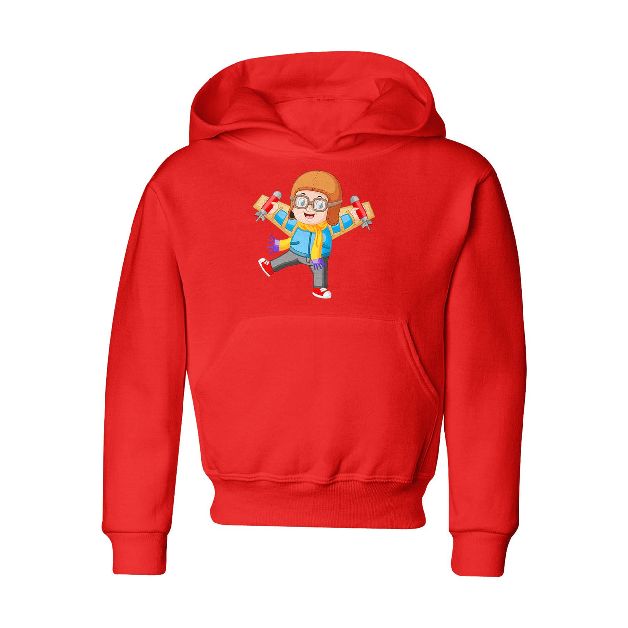 Cute Little Boy Pilot Costume Playing With Wings Designed "CHILDREN" Hoodies
