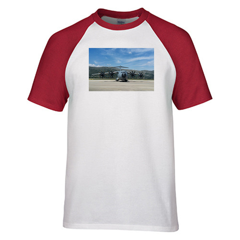 Face to Face with Airbus A400M Designed Raglan T-Shirts