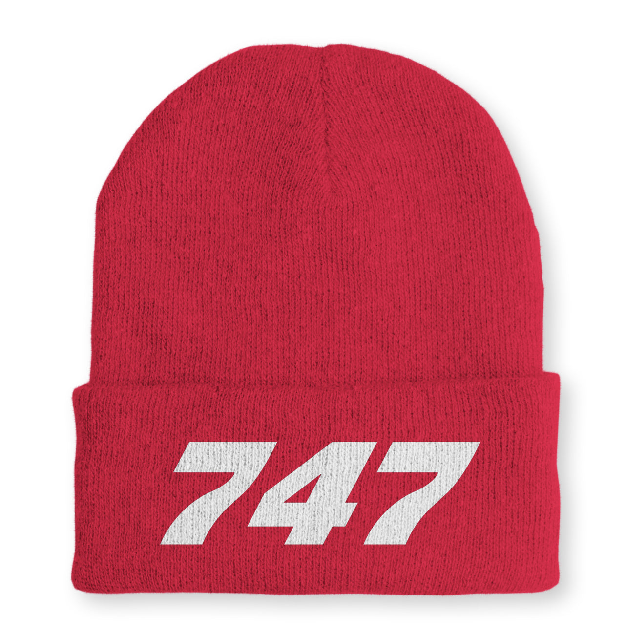 747 Flat Text Embroidered Beanies
