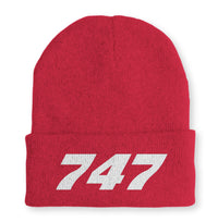 Thumbnail for 747 Flat Text Embroidered Beanies