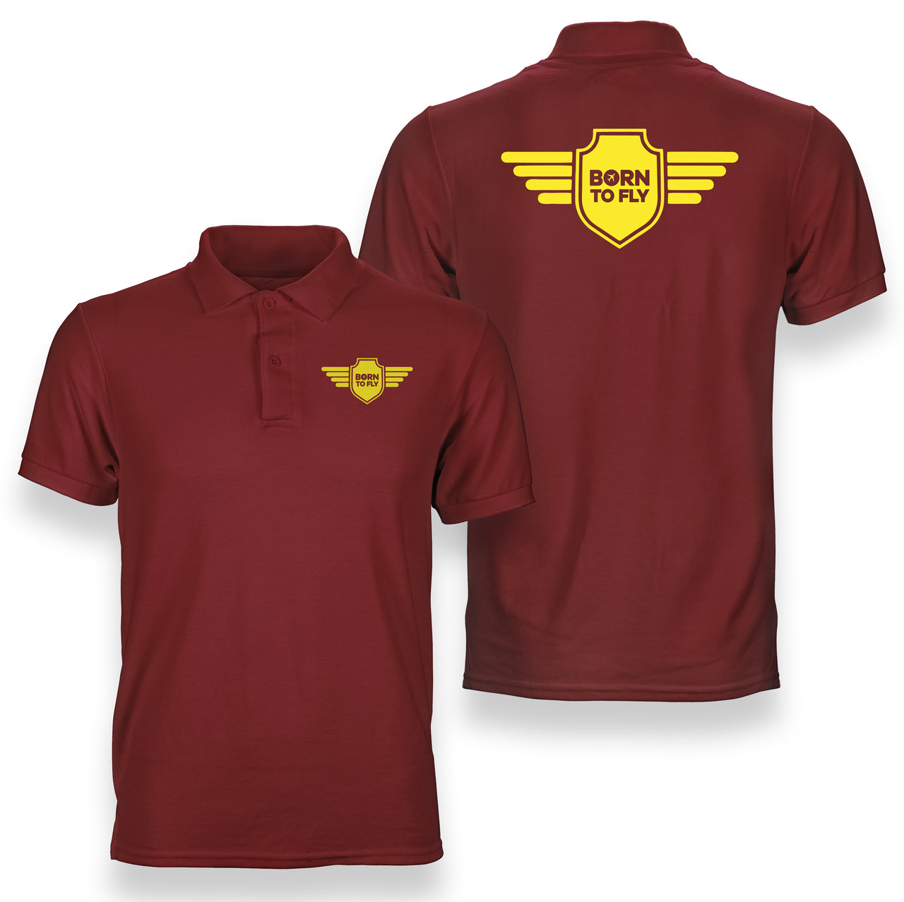 Born To Fly & Badge Designed Double Side Polo T-Shirts