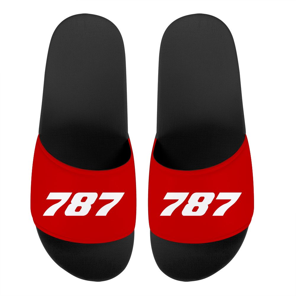 787 Flat Text Designed Sport Slippers