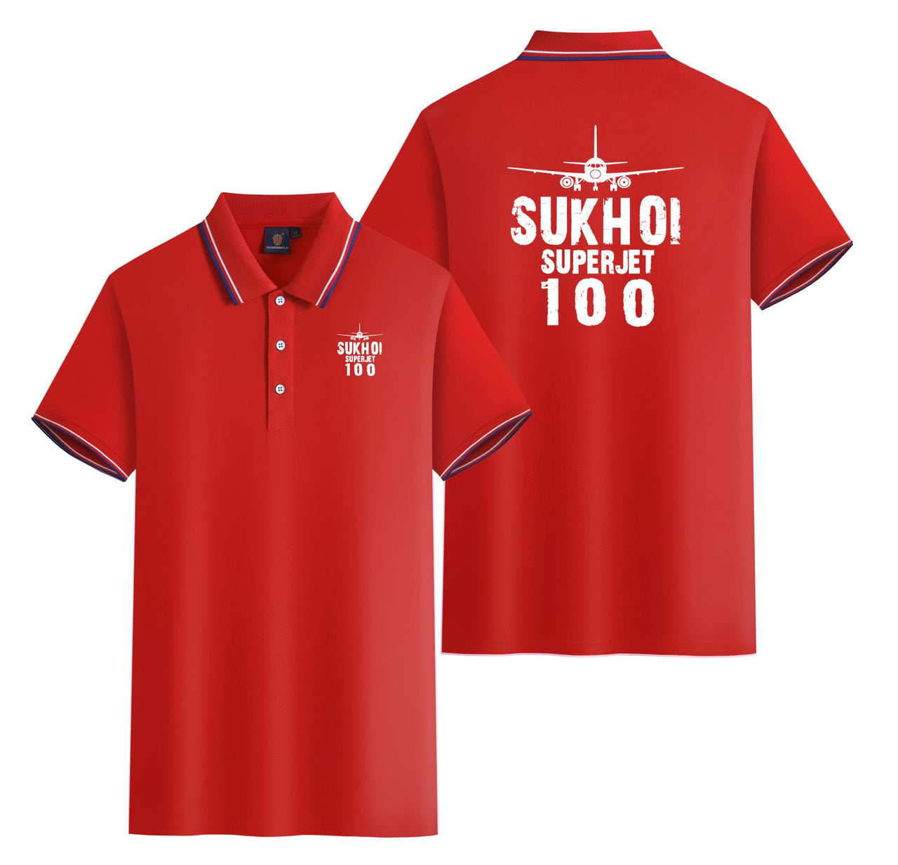 Sukhoi Superjet 100 & Plane Designed Stylish Polo T-Shirts (Double-Side)