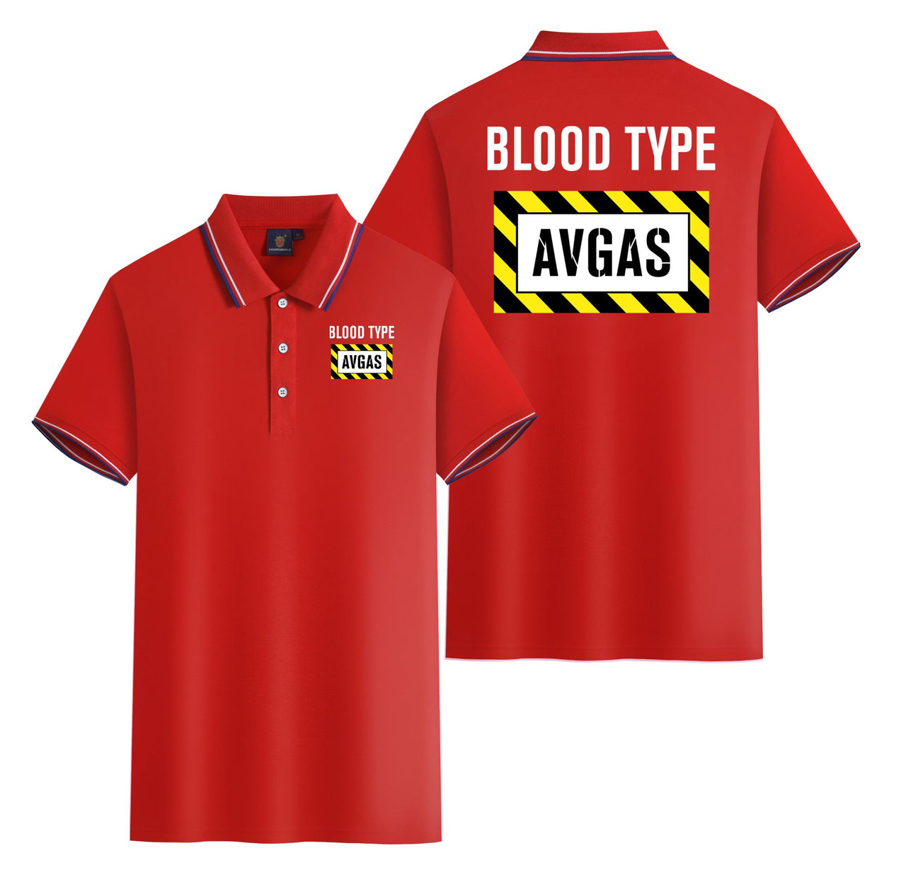 Blood Type AVGAS Designed Stylish Polo T-Shirts (Double-Side)