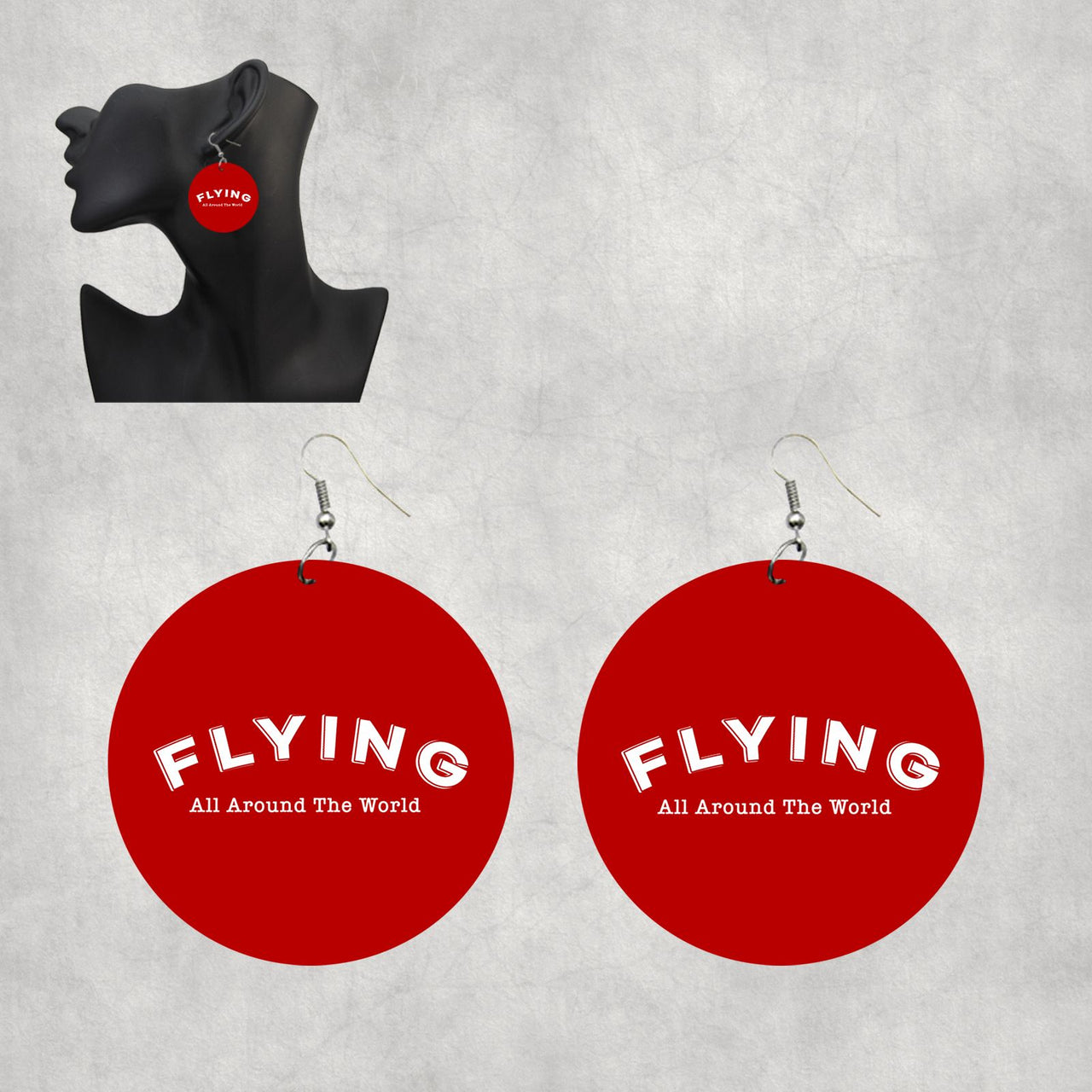 Flying All Around The World Designed Wooden Drop Earrings
