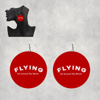 Thumbnail for Flying All Around The World Designed Wooden Drop Earrings