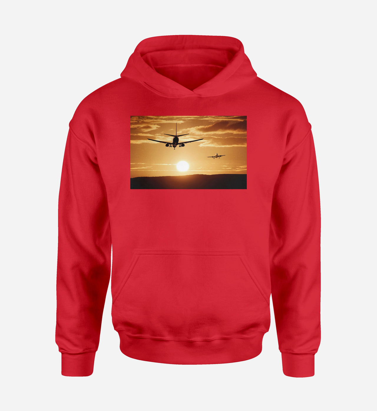 Two Aeroplanes During Sunset Designed Hoodies