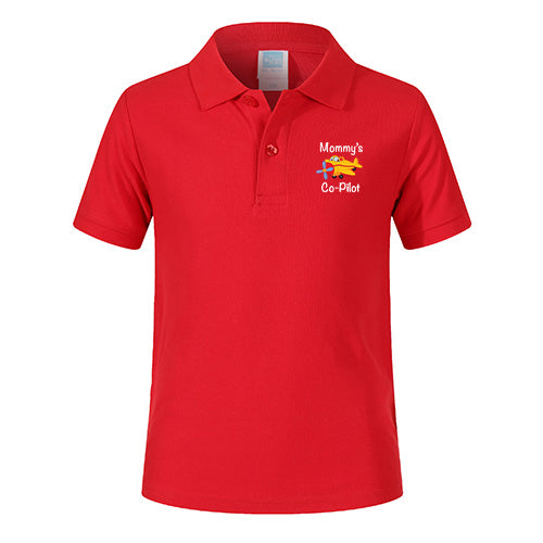 Mommy's Co-Pilot (Propeller) Designed Children Polo T-Shirts