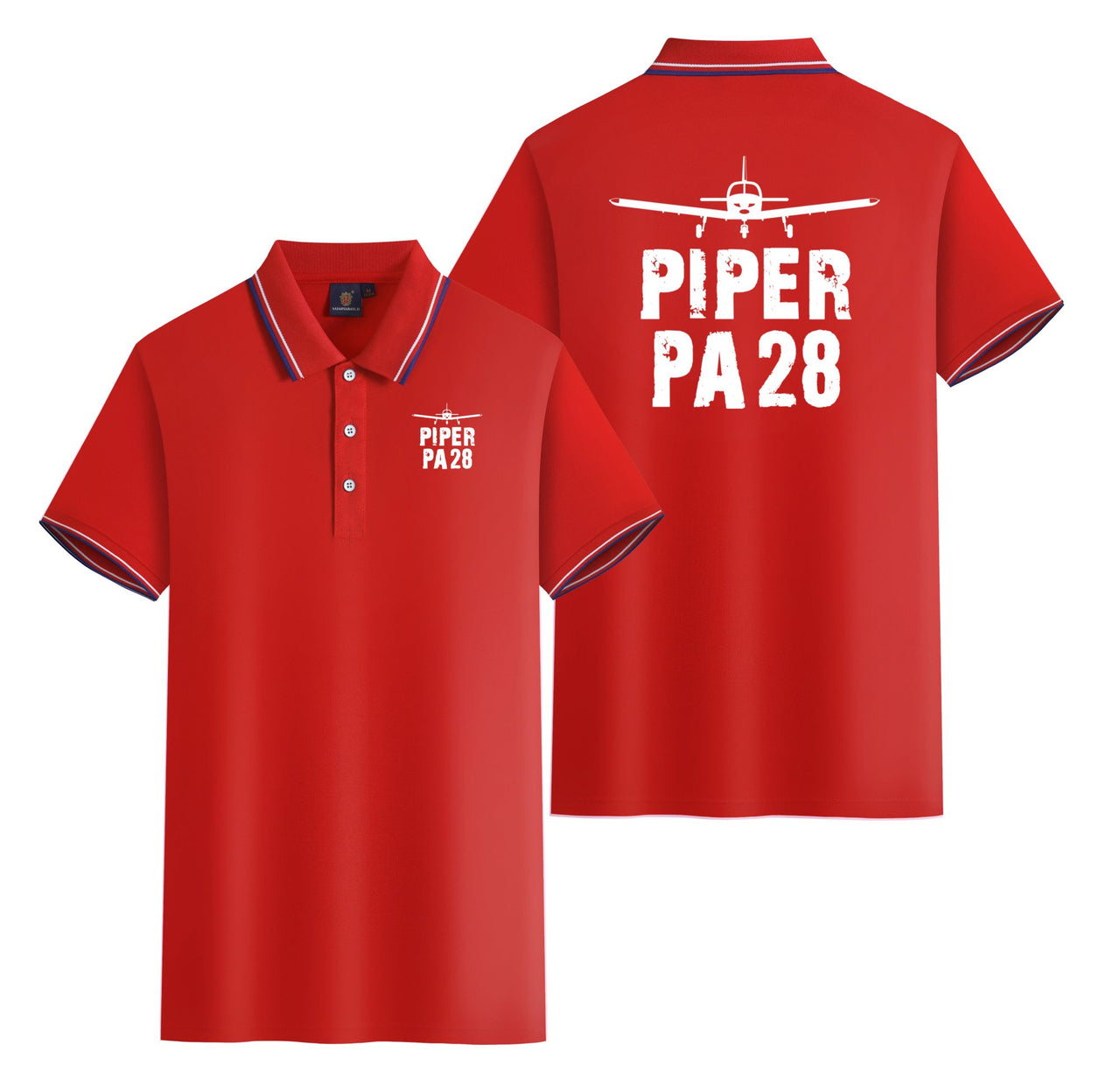 Piper PA28 & Plane Designed Stylish Polo T-Shirts (Double-Side)