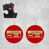 Thumbnail for Warning May Constantly Talk About Aviation Designed Wooden Drop Earrings