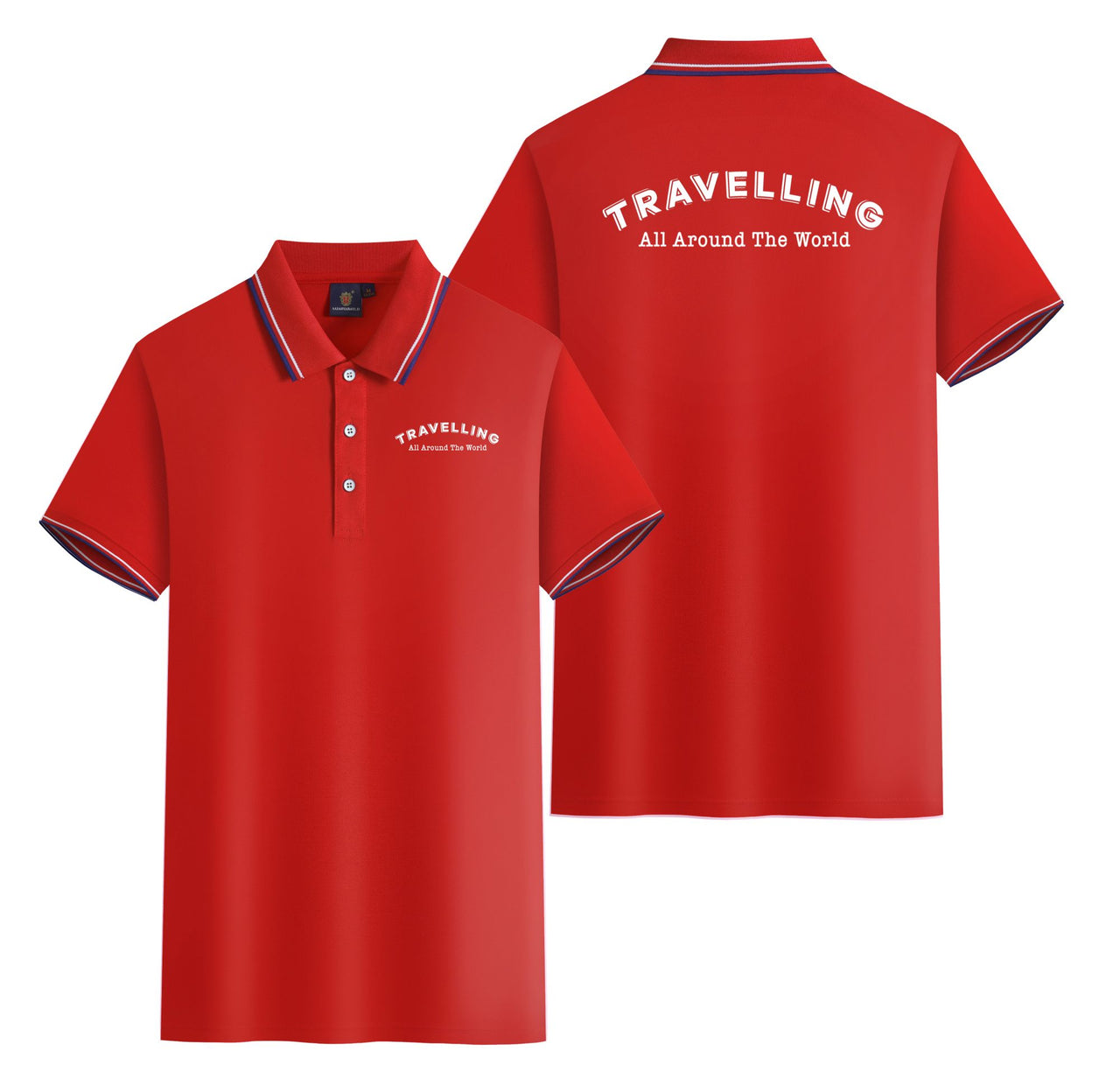 Travelling All Around The World Designed Stylish Polo T-Shirts (Double-Side)
