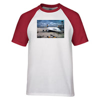 Thumbnail for Lufthansa's A380 At The Gate Designed Raglan T-Shirts