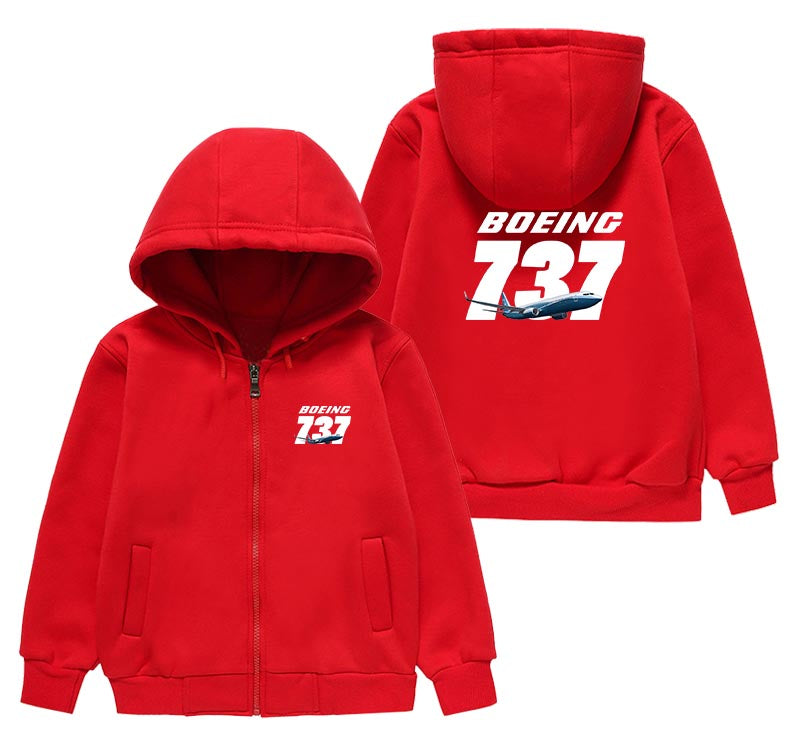 Super Boeing 737+Text Designed "CHILDREN" Zipped Hoodies